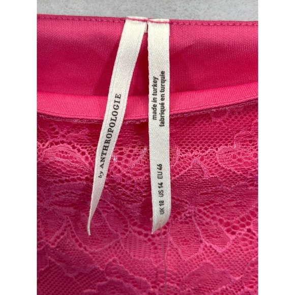 Anthropologie Maxi Skirt Womens 14 Pink Rose Lace Ruffle Hem NWT - Picture 3 of 9